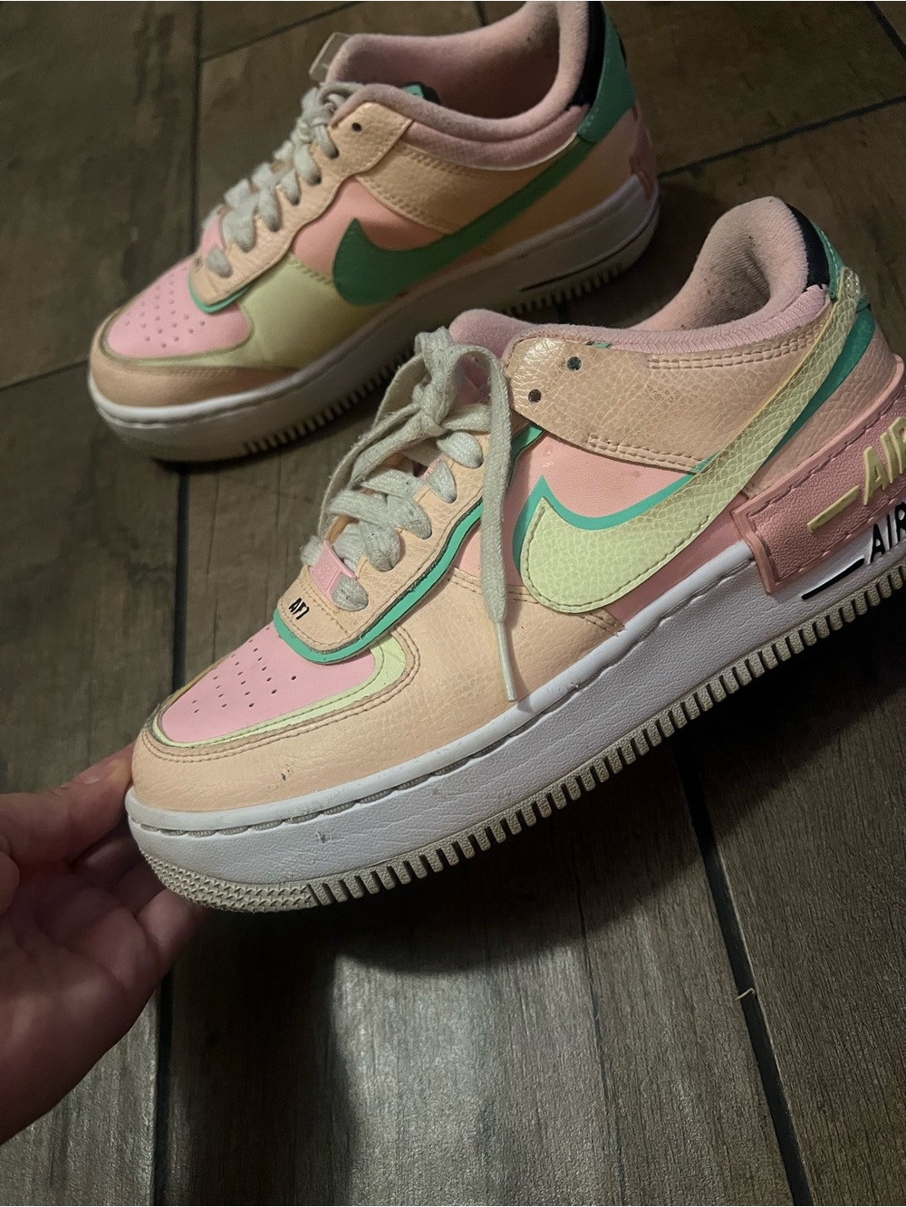 Nike Pastel Pink & Mint Layered Air Force 1 Sneakers